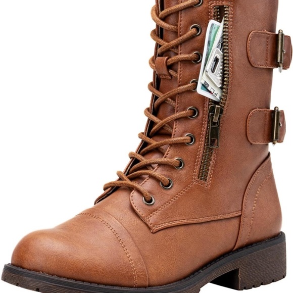 NIB women Sz 7 928 Military Combat Boots Mid Calf casual Boots+Card Knife Wallet - Picture 1 of 12